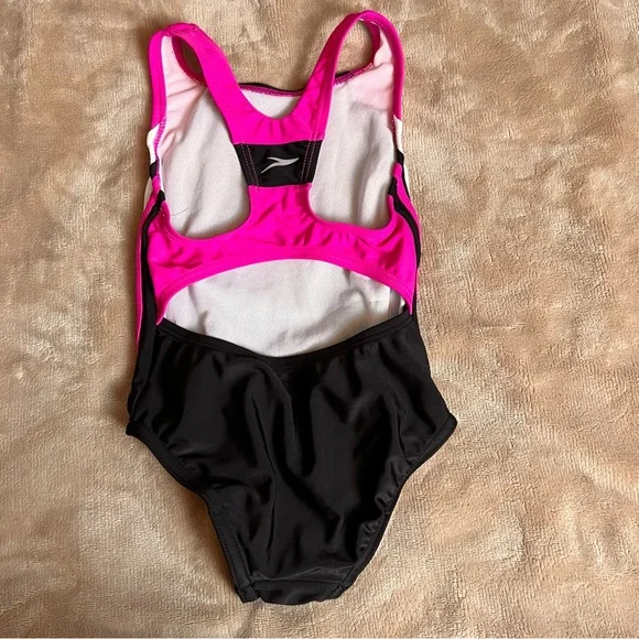 SPEEDO NWOT Pink and Black Racerback Full Coverage One Piece Swimsuit - Size 4 - Picture 5 of 11